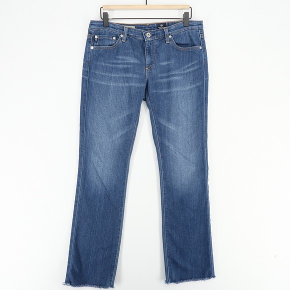 AG Adriano Goldschmied Jeans Womens 30R Blue The Ballad Slim Bootcut Frayed‎ Hem - Picture 1 of 11